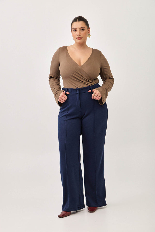 בגד גוף מעטפת פרוסטינג שרוול ארוך חום