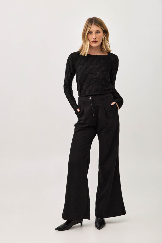 מכנסיים מחוייטים לינגוויני מתרחבים כפתורים שחור