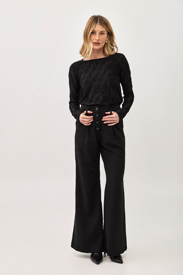 מכנסיים מחוייטים לינגוויני מתרחבים כפתורים שחור