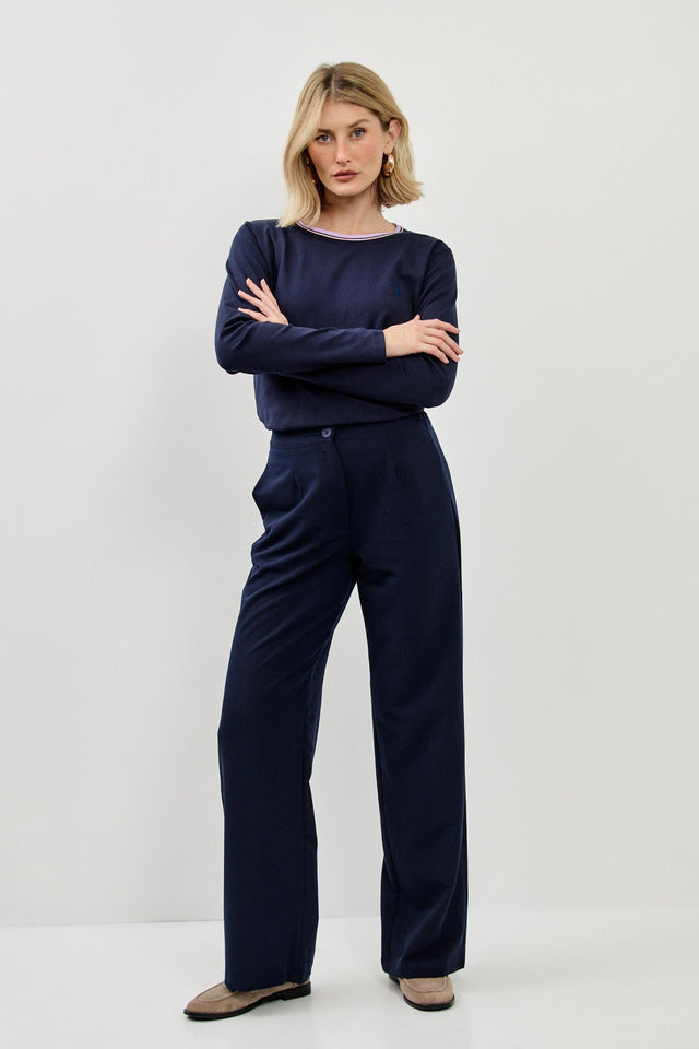 מכנסיים מחויטים קפה ישרים נייבי