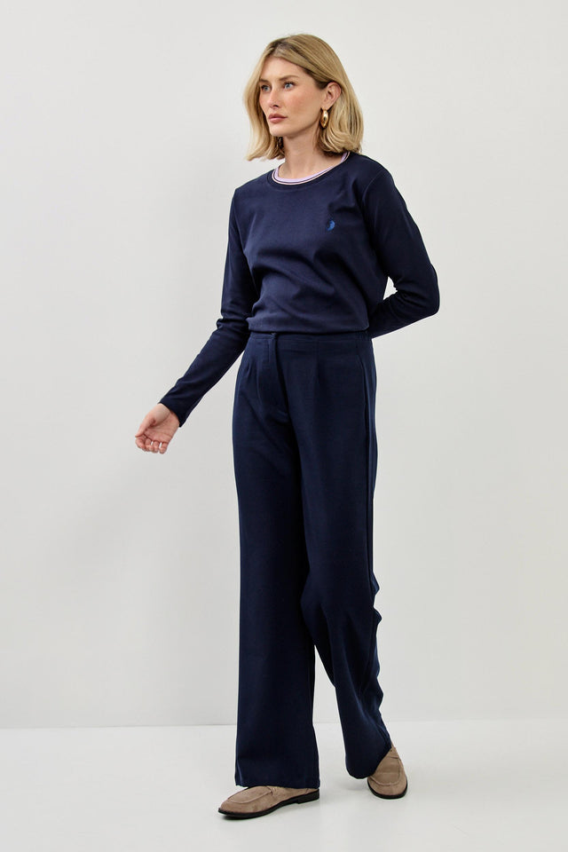 מכנסיים מחויטים קפה ישרים נייבי