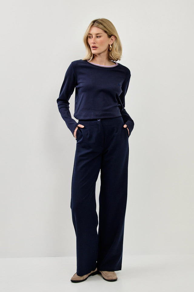 מכנסיים מחויטים קפה ישרים נייבי