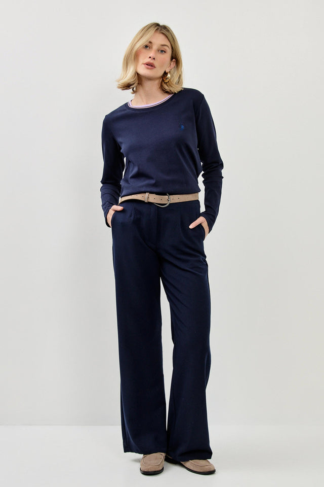 מכנסיים מחויטים קפה ישרים נייבי