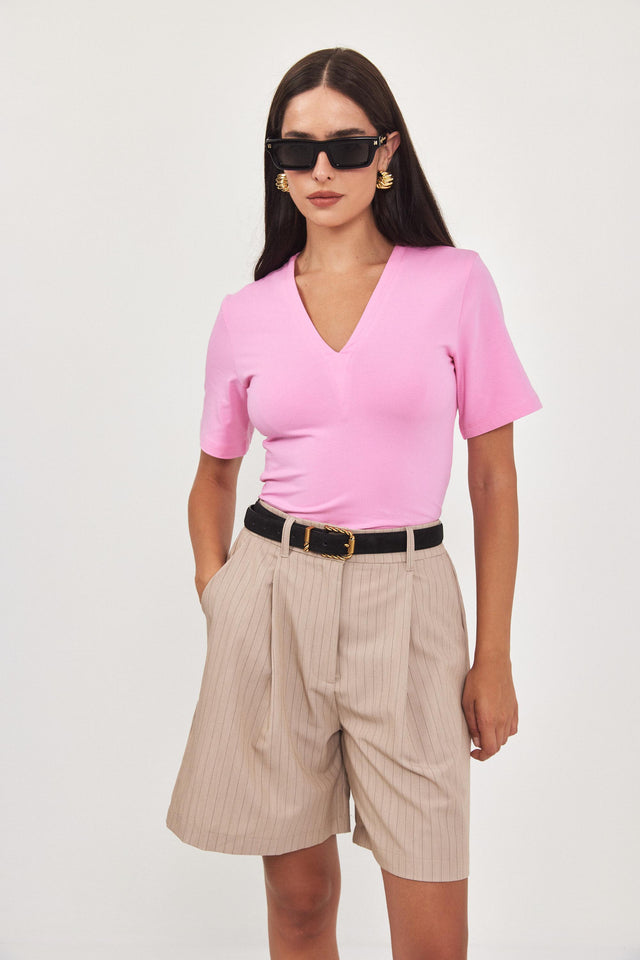 חולצה טופאצו T מודל מפתח וי ורודה