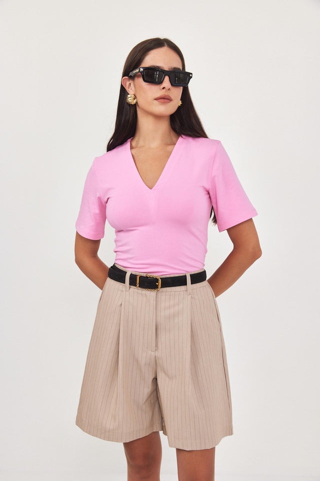 חולצה טופאצו T מודל מפתח וי ורודה