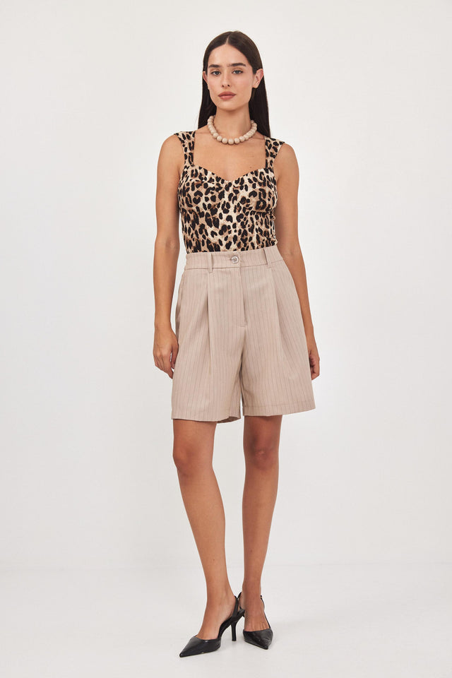 מכנסי ברמודה פרצל מחוייטים קאמל פסים