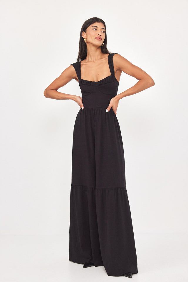 שמלת מחוך מקסי קארב קאפים מלמלה שחורה