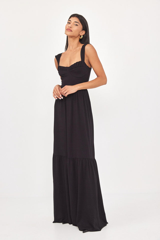 שמלת מחוך מקסי קארב קאפים מלמלה שחורה