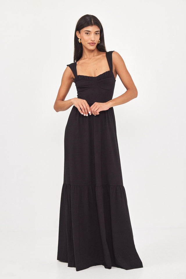 שמלת מחוך מקסי קארב קאפים מלמלה שחורה