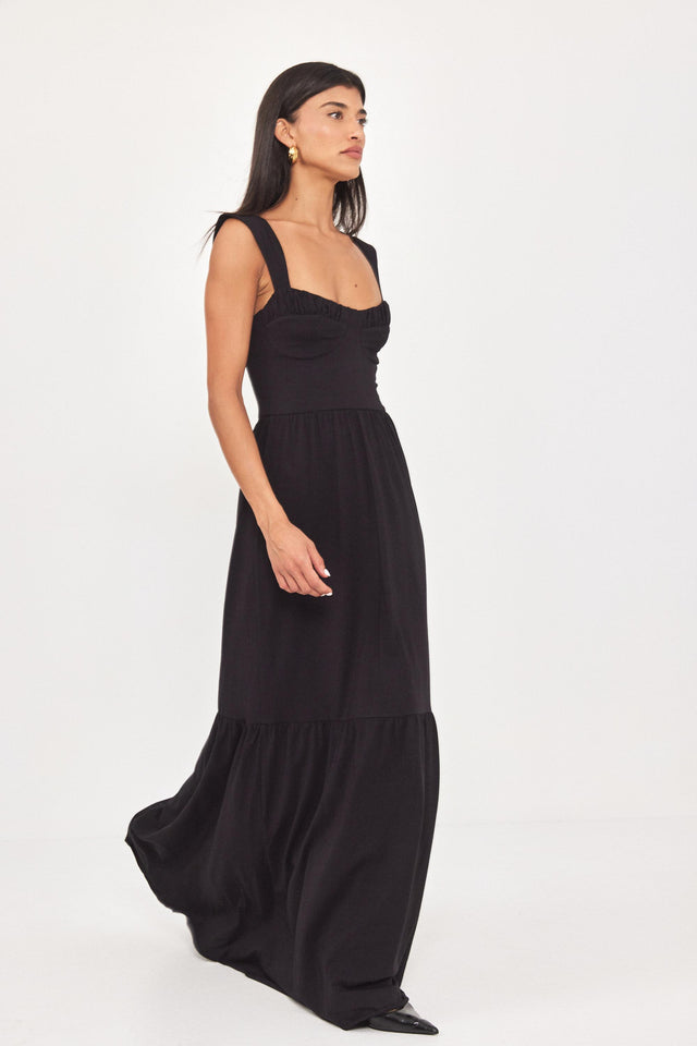 שמלת מחוך מקסי קארב קאפים מלמלה שחורה