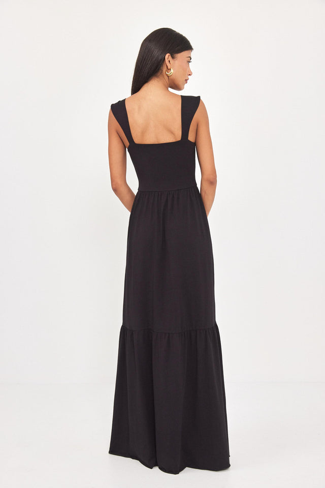 שמלת מחוך מקסי קארב קאפים מלמלה שחורה