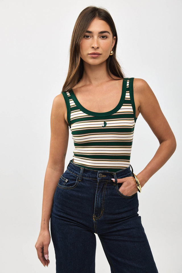 גופיית ספייסי פסים ירוק בקבוק