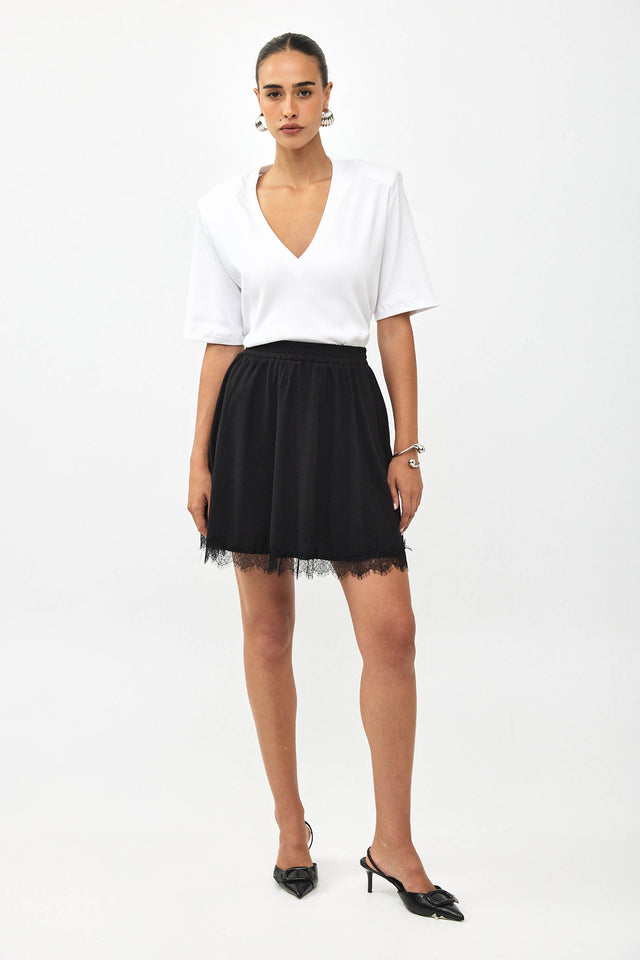 חולצת פנקייק ריב כריות נשלפות מפתח וי לבנה