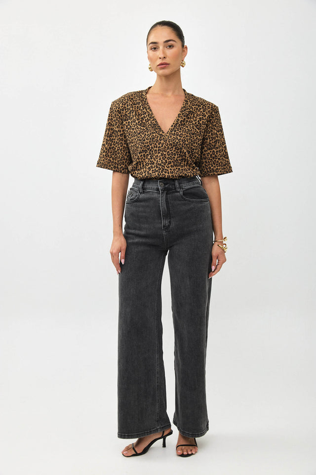 מכנסי ג'ינס גולדי מתרחבים שחור וואש