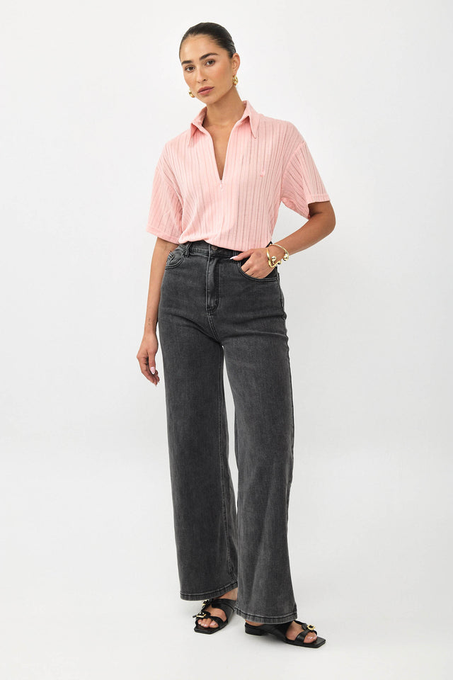 מכנסי ג'ינס גולדי מתרחבים שחור וואש