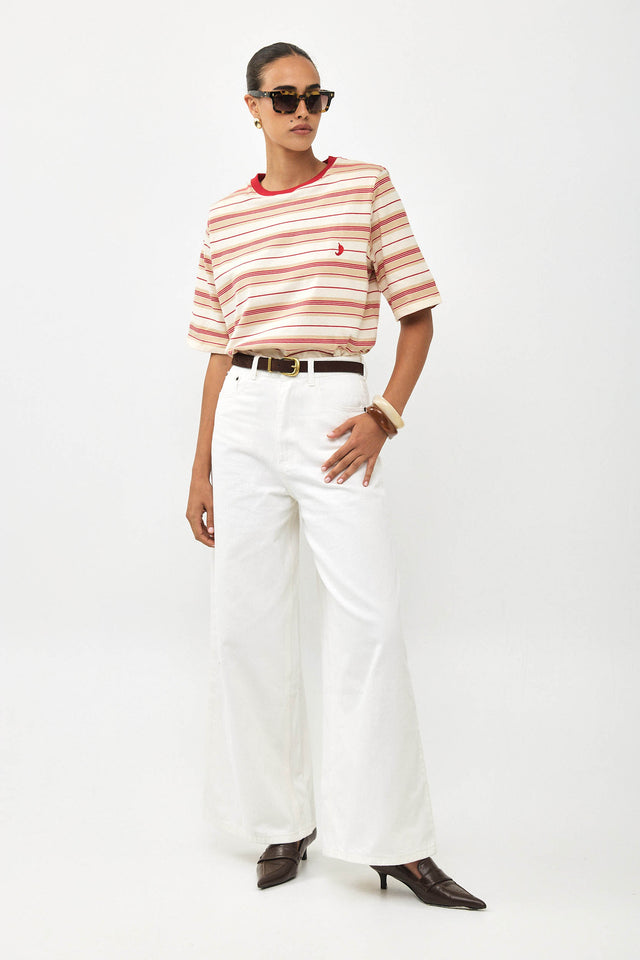 מכנסי ג'ינס וואש מתרחבים לבן