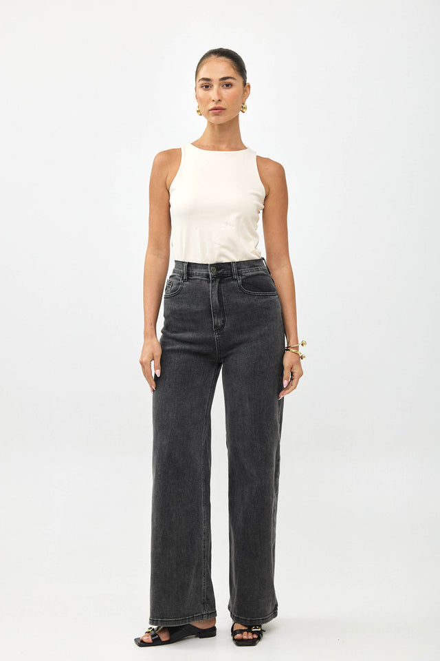 מכנסי ג'ינס גולדי מתרחבים שחור וואש