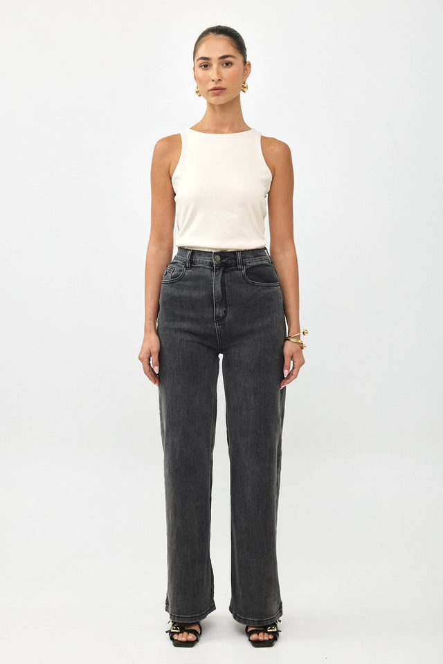 מכנסי ג'ינס גולדי מתרחבים שחור וואש