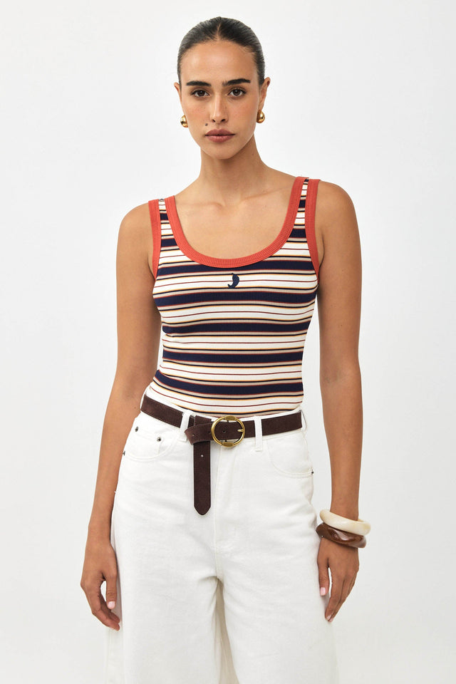 גופיית ספייסי פסים נייבי אדום