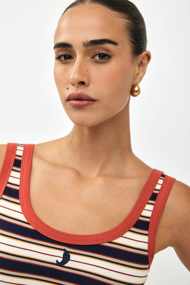 גופיית ספייסי פסים נייבי אדום