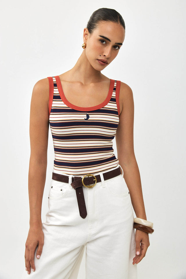 גופיית ספייסי פסים נייבי אדום