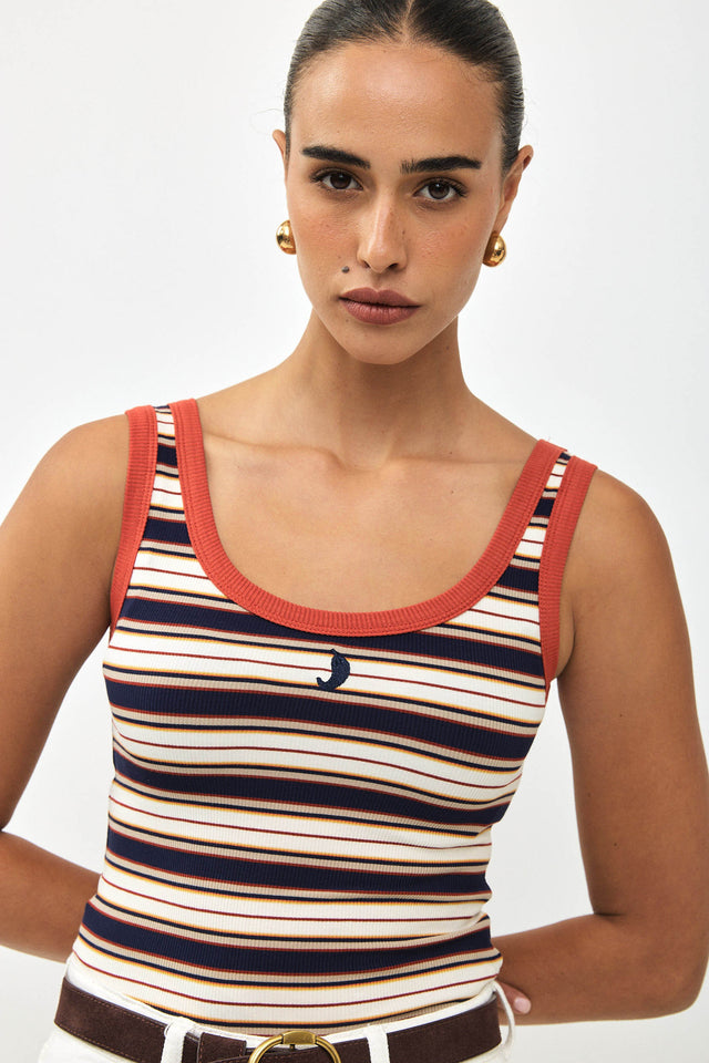 גופיית ספייסי פסים נייבי אדום