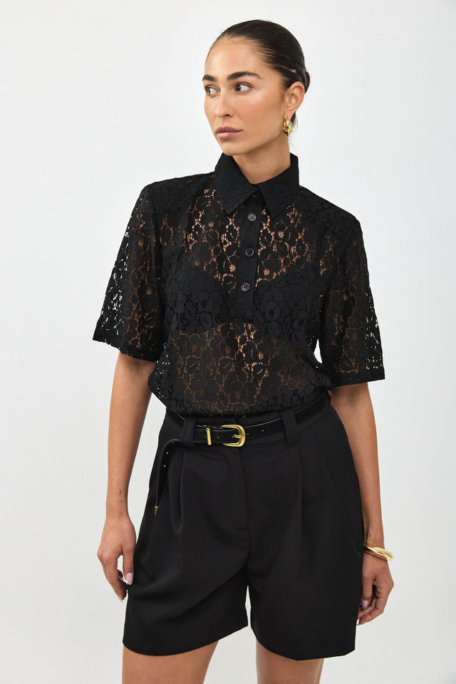 מכנסי ברמודה מחוייטים שוקולד מתרחבים שחורים