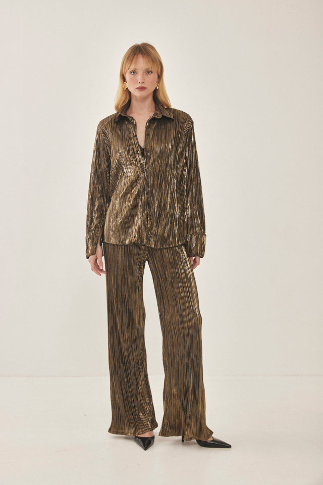 מכנסי ספיריט מתרחבים פליסה LIGHT שחור זהב