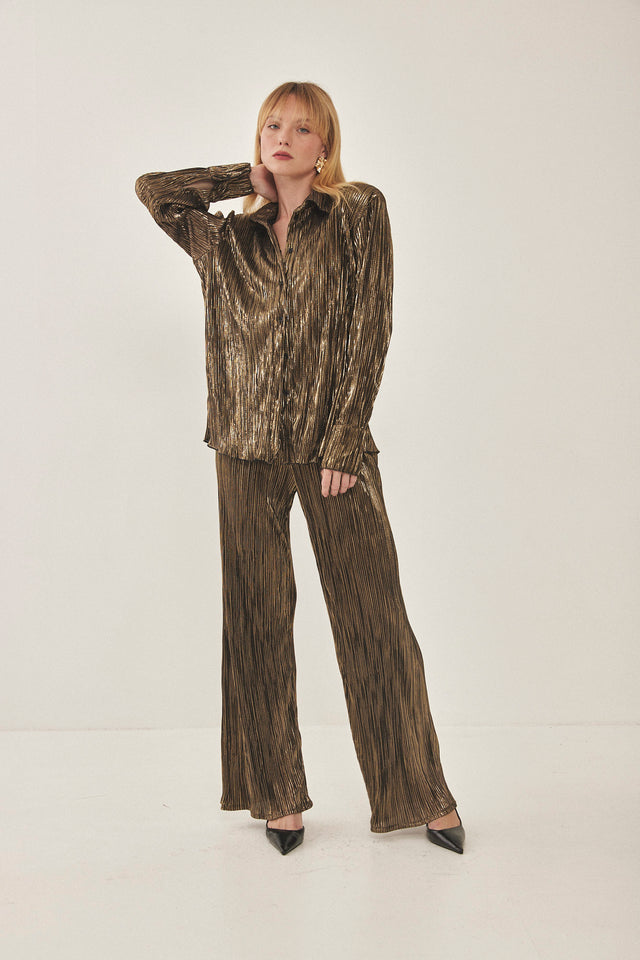 מכנסי ספיריט מתרחבים פליסה LIGHT שחור זהב