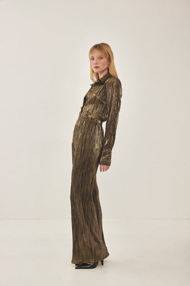 מכנסי ספיריט מתרחבים פליסה LIGHT שחור זהב