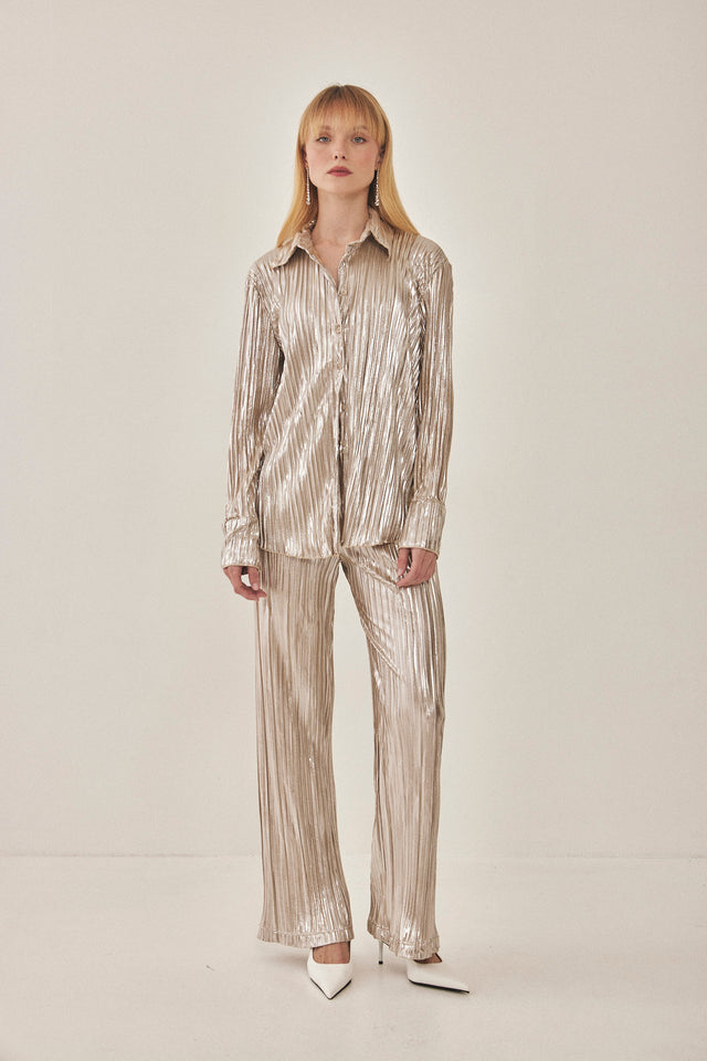 מכנסי ספיריט מתרחבים פליסה LIGHT בז' שנהב