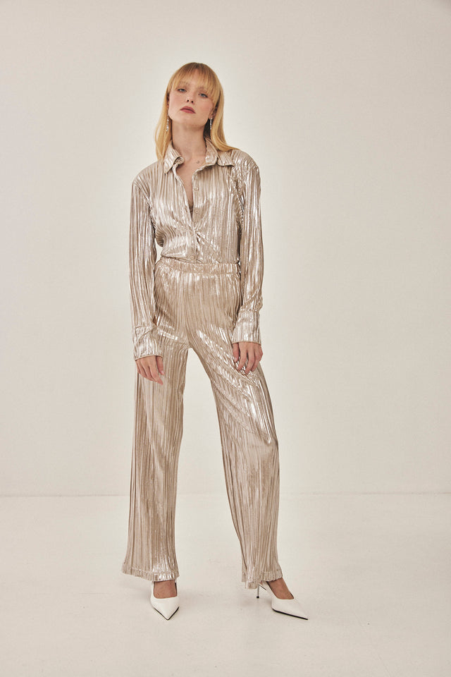 מכנסי ספיריט מתרחבים פליסה LIGHT בז' שנהב