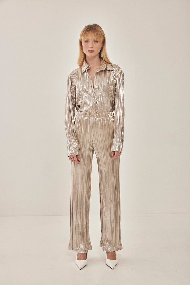 מכנסי ספיריט מתרחבים פליסה LIGHT בז' שנהב