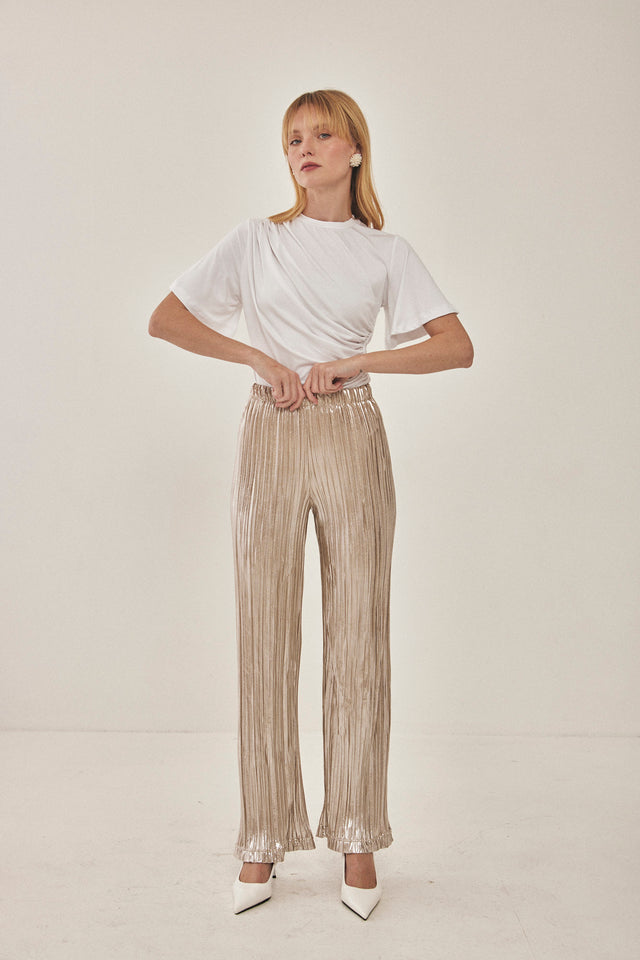 מכנסי ספיריט מתרחבים פליסה LIGHT בז' שנהב