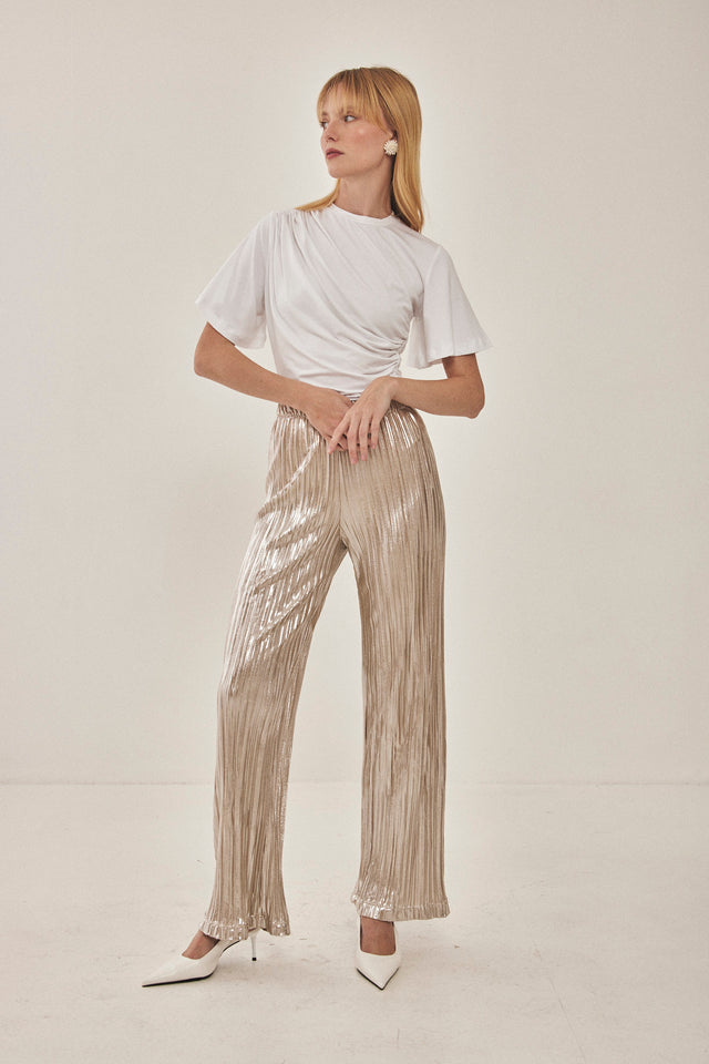 מכנסי ספיריט מתרחבים פליסה LIGHT בז' שנהב