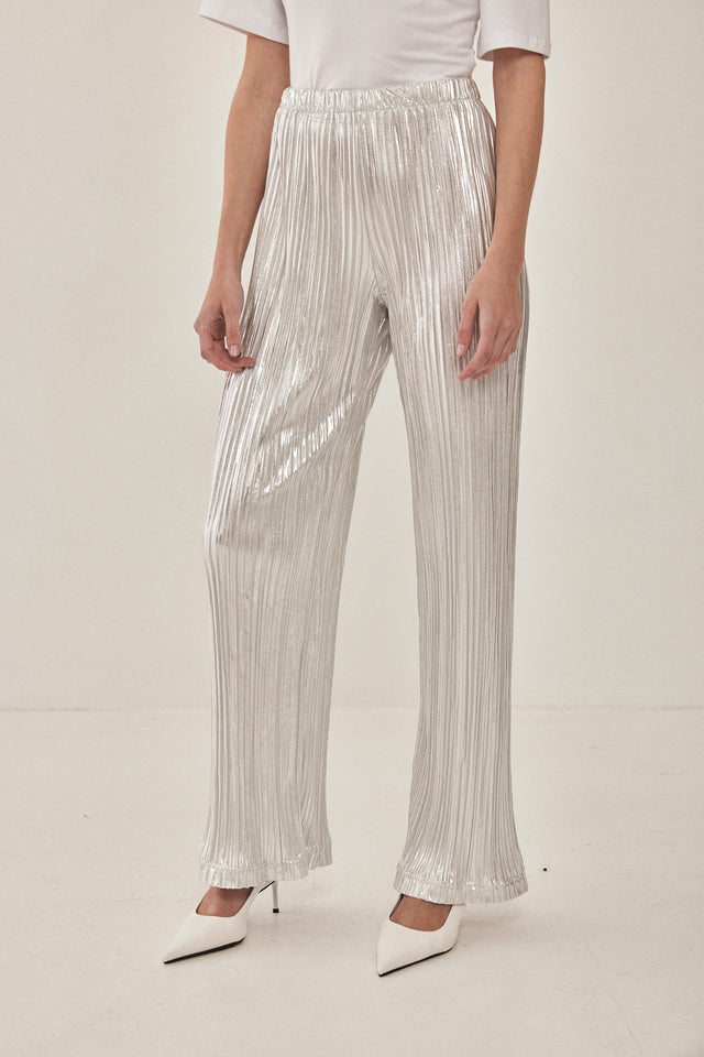 מכנסי ספיריט מתרחבים פליסה LIGHT לבן כסוף