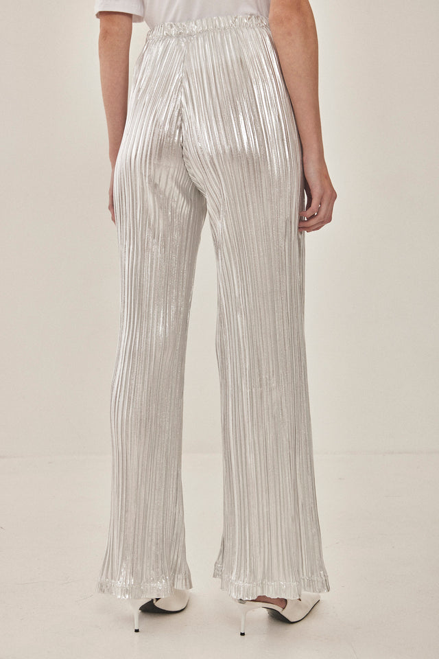 מכנסי ספיריט מתרחבים פליסה LIGHT לבן כסוף