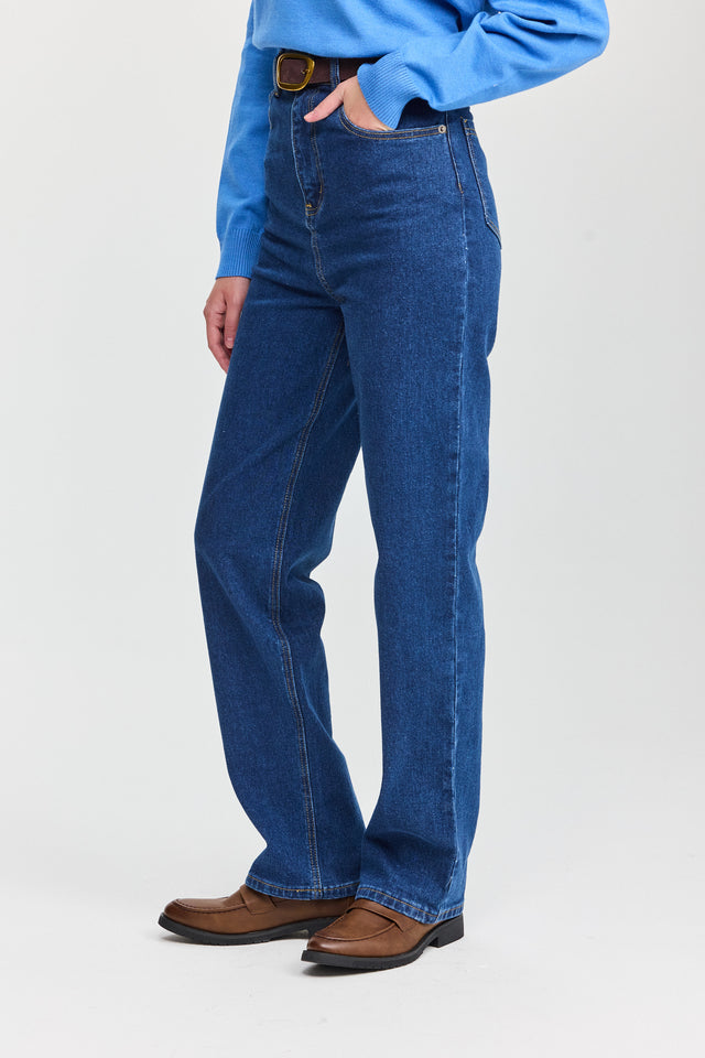 מכנסי ג'ינס גולדי ארוך וואש כחול