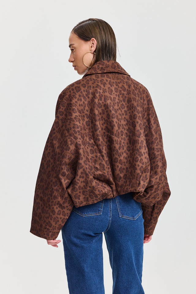 ז'קט בומבר זמש לאטה זיפר מנומר