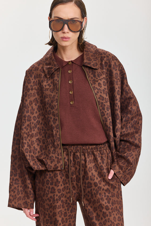 חולצת סריג אפוגאטו פולו ארוכה חומה