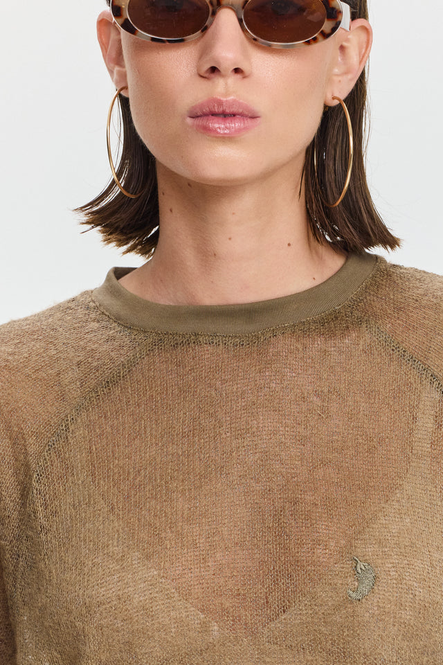 חולצת LEAGUE סריג דק זית