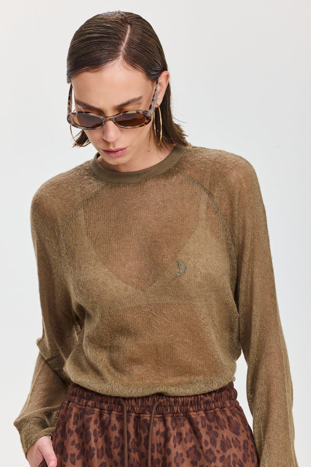 חולצת LEAGUE סריג דק זית