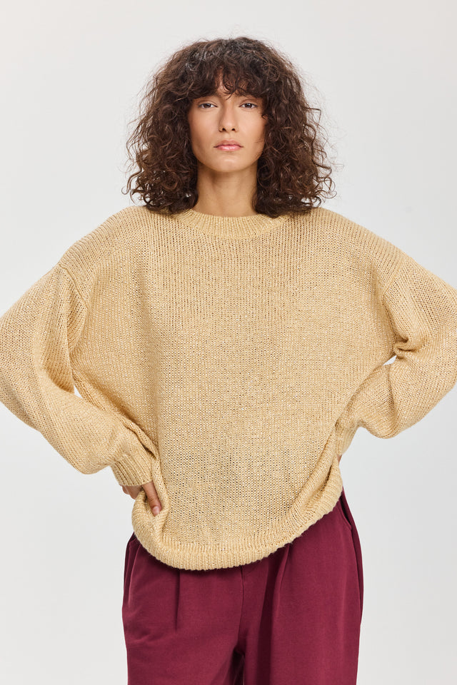 סוודר מרשמלו פייטים קרמל