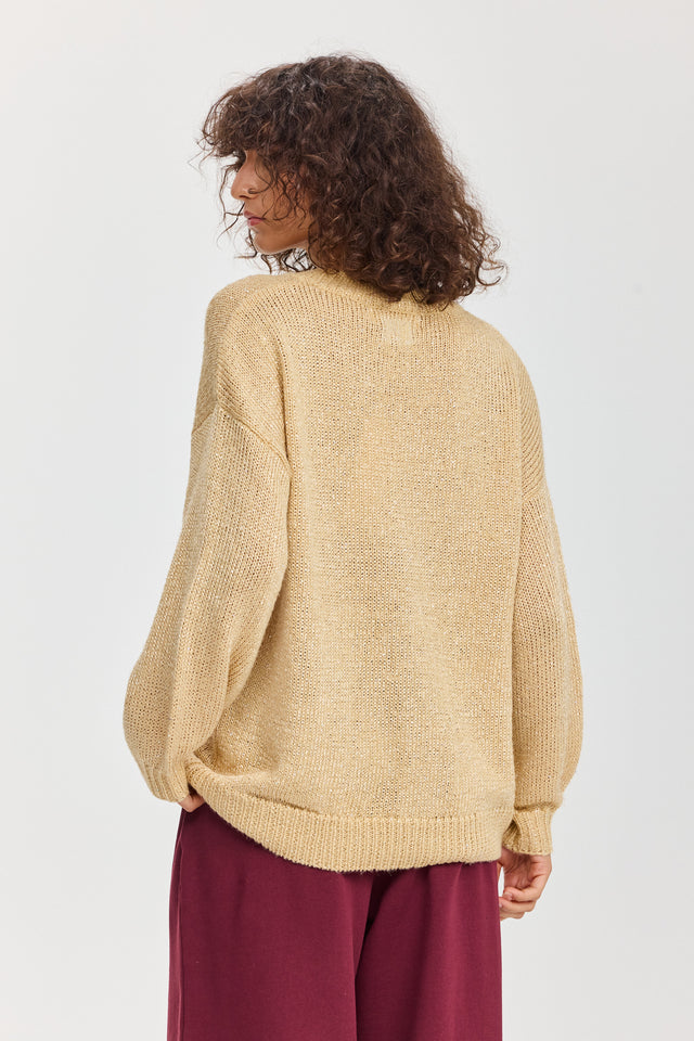 סוודר מרשמלו פייטים קרמל