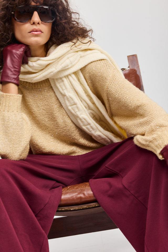 סוודר מרשמלו פייטים קרמל