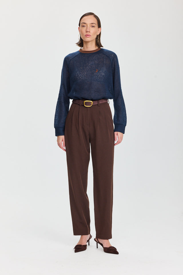 חולצת LEAGUE ספייסי סריג דק חומה