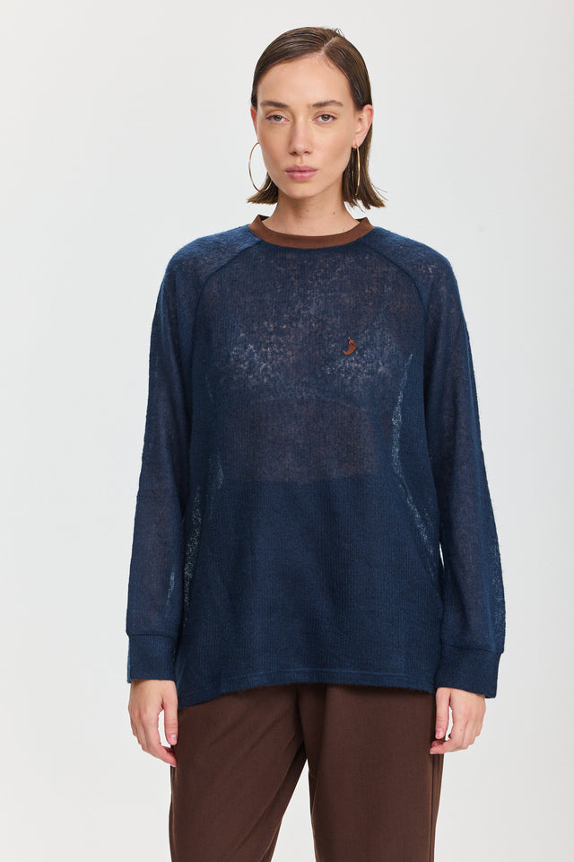 חולצת LEAGUE ספייסי סריג דק חומה