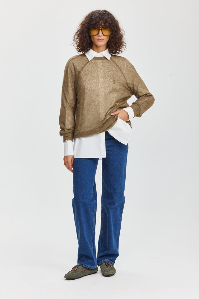 חולצת LEAGUE סריג דק זית