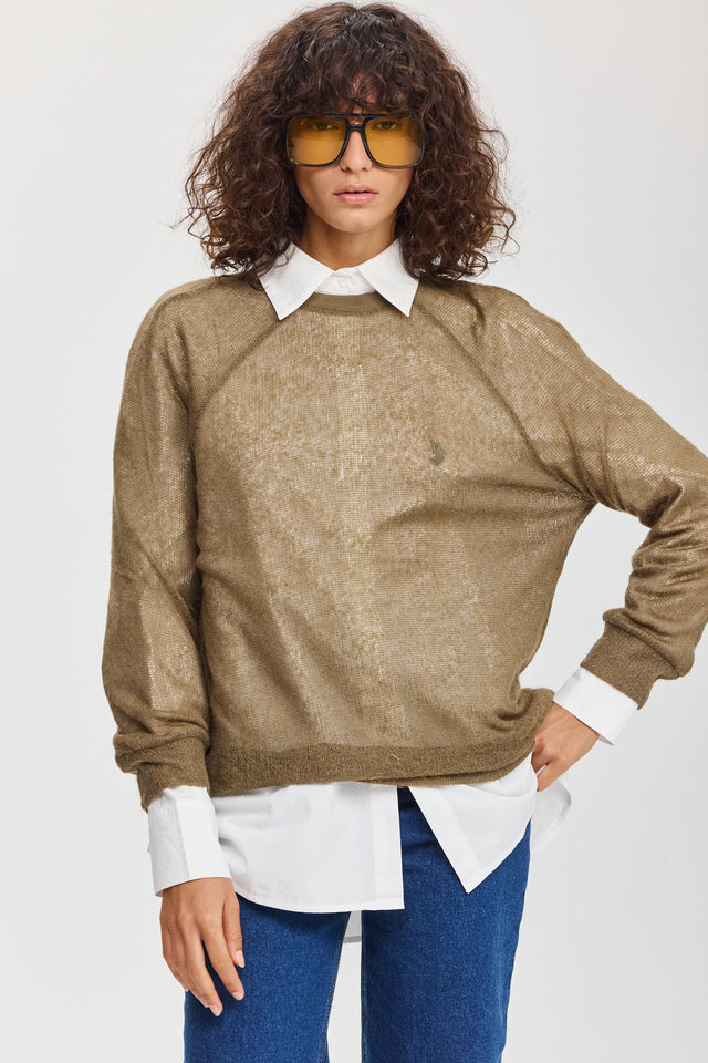 חולצת LEAGUE סריג דק זית