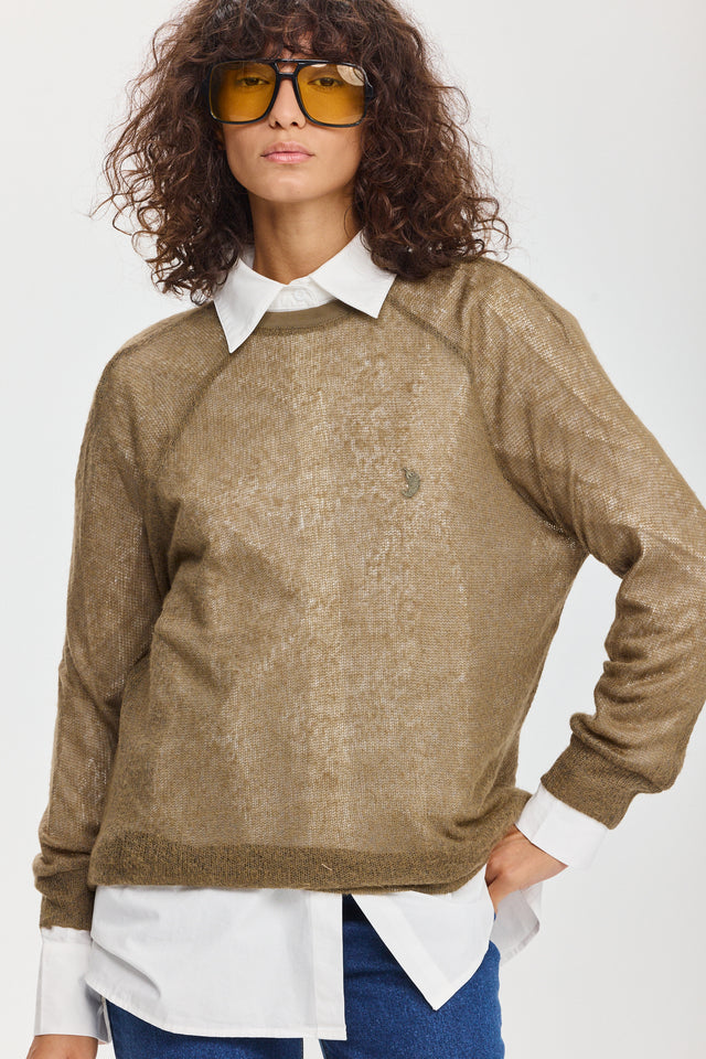 חולצת LEAGUE סריג דק זית